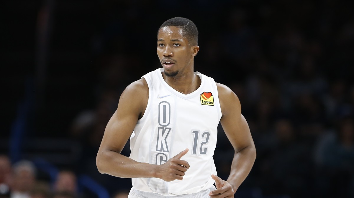 Oklahoma City Thunder forward Mamadi Diakite (12) runs down the court against the Indiana Pacers during the second quarter at Paycom Center.